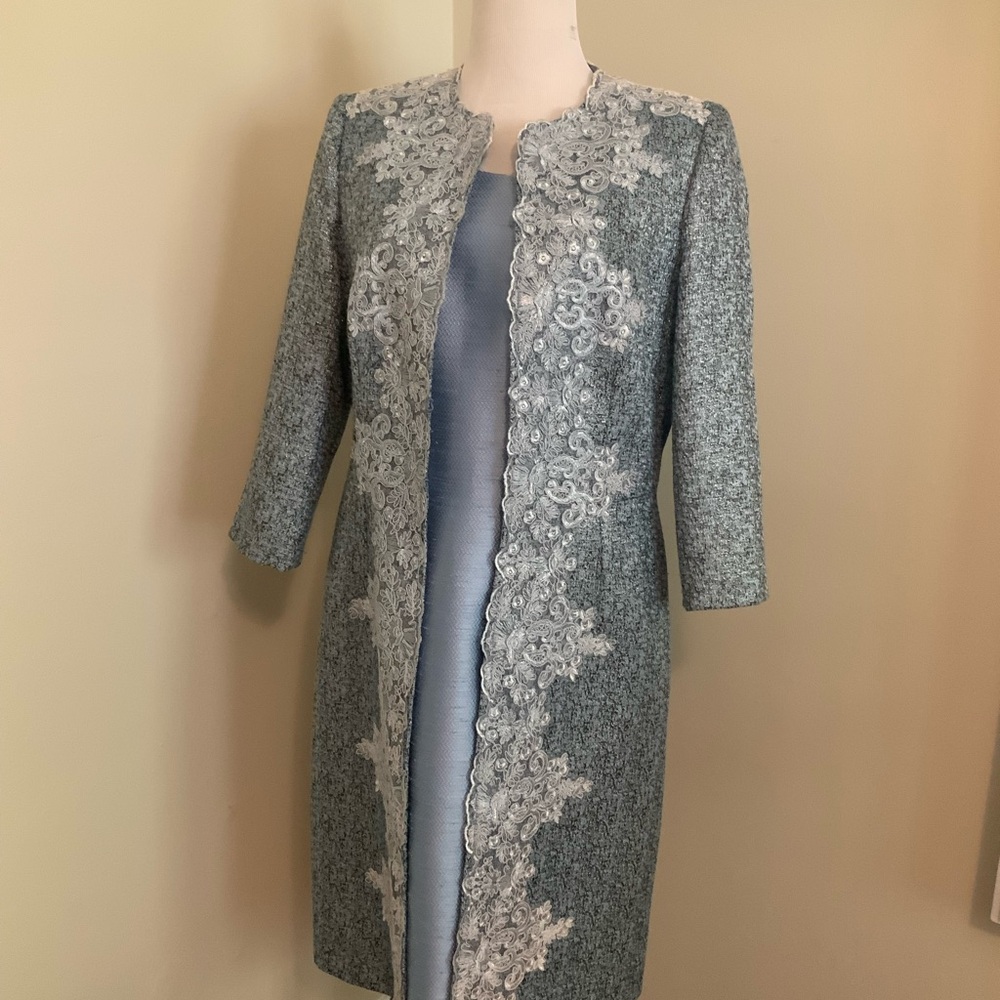Carla Ruiz sz 44 sheath dress w/ long jacket. Great for MOB. Classic day dress.